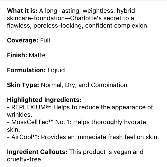 🆕 Charlotte Tilbury Airbrush Flawless Longwear Foundation ✨HOST PICK✨ - Picture 3 of 6